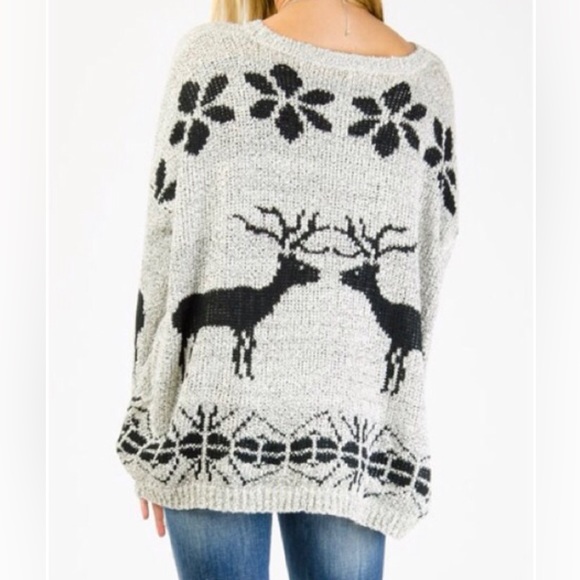FLASH SALE REINDEER SWEATER in GRAY or BLK Avail in S/M M/L and XL✨ - Picture 3 of 8